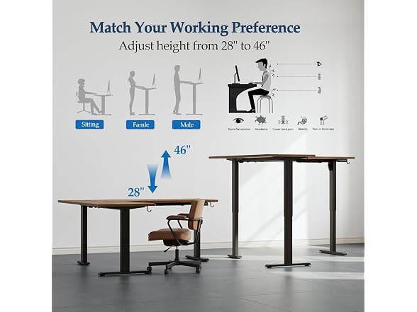 L Shaped Standing Desk 63 x 55 Inch