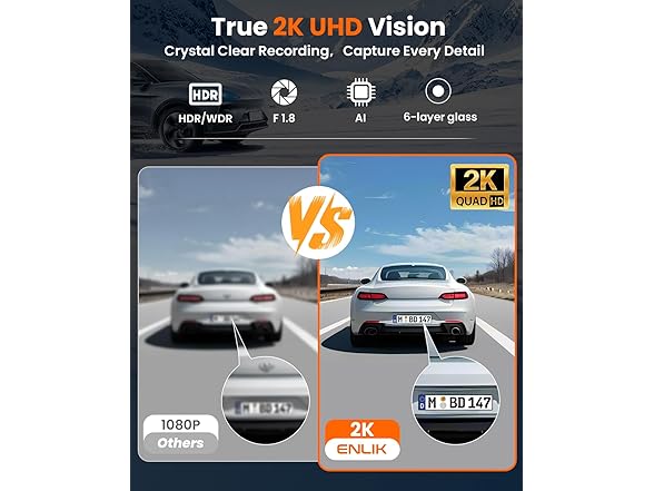 ENLIK Dash Cam Front and Rear