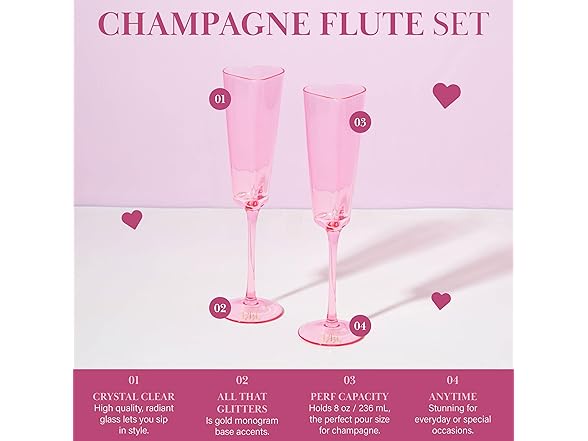Paris Hilton Heart Shaped Champagne Flute Gift Set