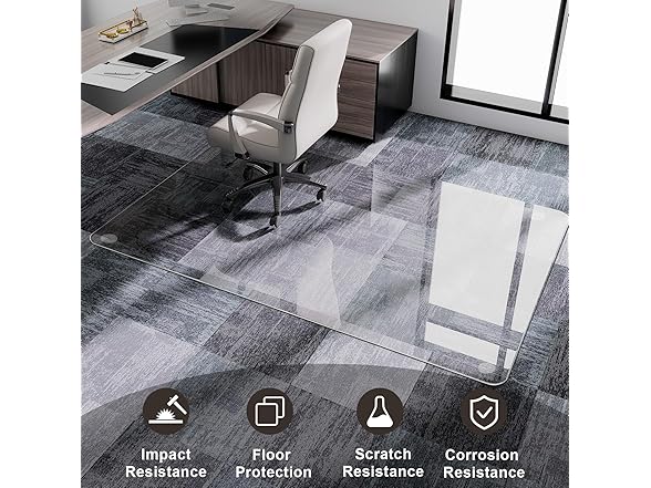 Tempered Glass Chair Mat, 54"x32"