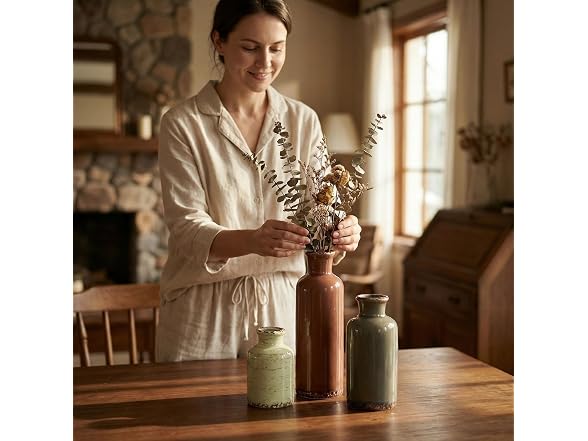 LIFESTYLO Ceramic Vintage Vase Set of 3