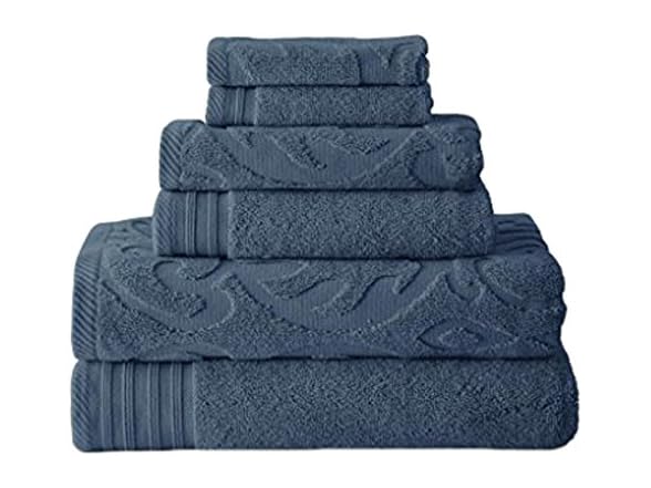 Modern Threads 6 piece Jacquard/Solid Towel Set