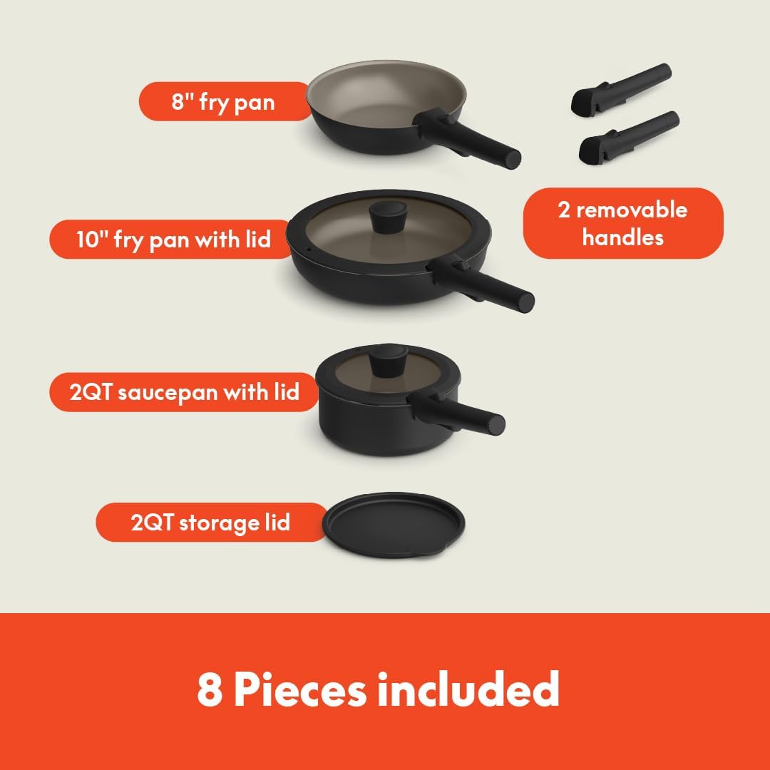 BELLA 8-Piece Removable Handle Cookware Set - Gallery 6