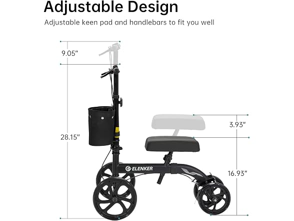 ELENKER Knee Walker Dual Brake Green