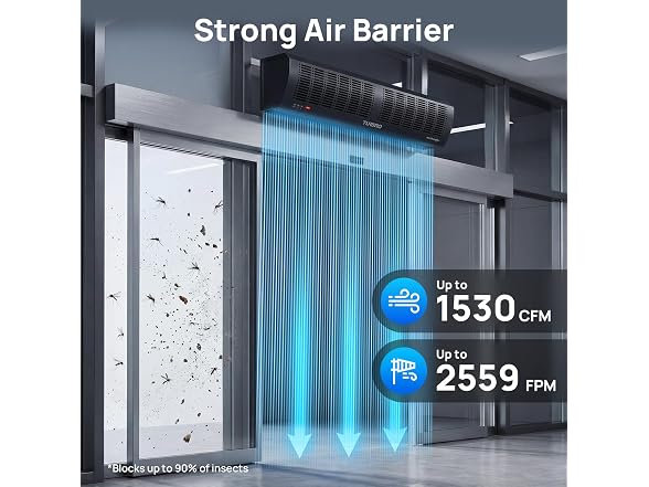 TURBRO 48 in Air Curtain Fan, Black