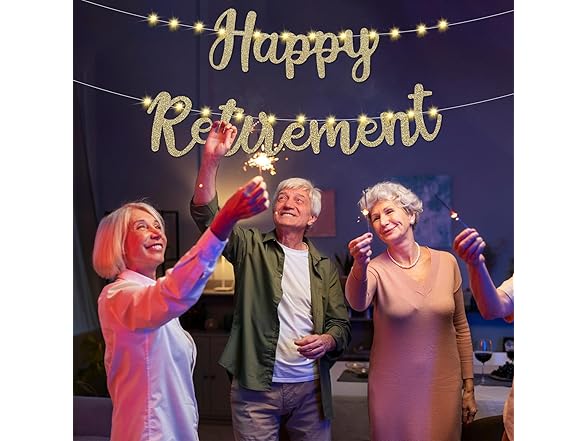 Gold Glitter Happy Retirement Banner