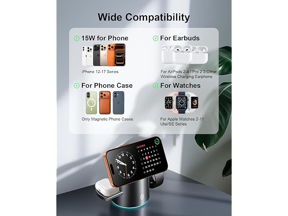 QUZUDN 3 in 1 Wireless Charging Station