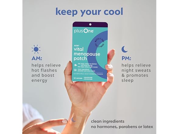 plusOne Vital Menopause Patches AM and PM 16ct