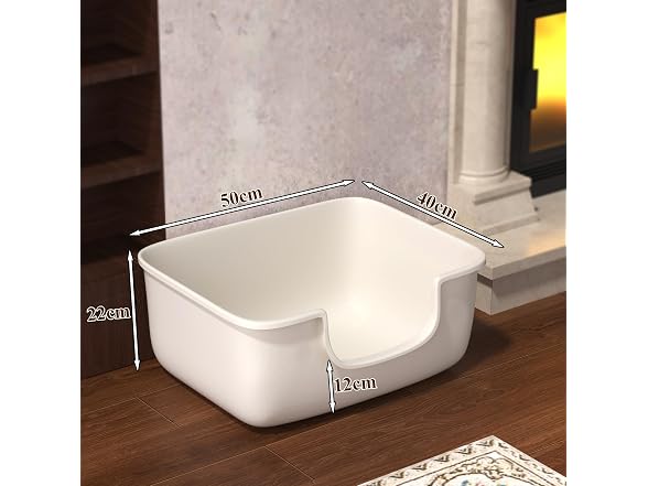White Large Cat Litter Box 19.7"L x 15.76"W x 8.67"H