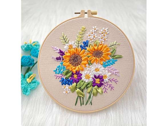 PHEZEN Ribbon Embroidery Stitch Practice Kit, Embroidery Kit