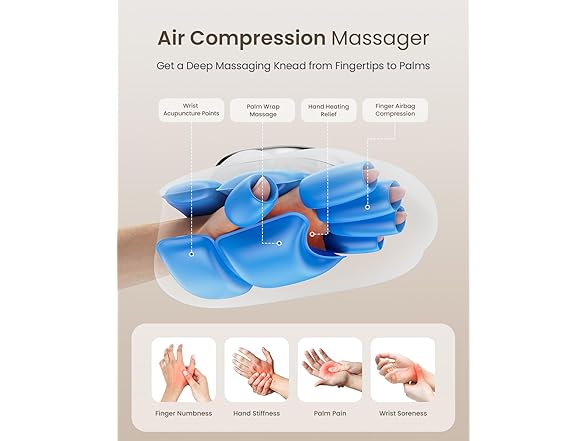 Cordless Hand Massager with Heat and Compression