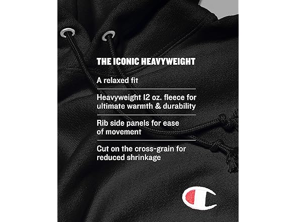 Champion Black Reverse Weave Crew (S)