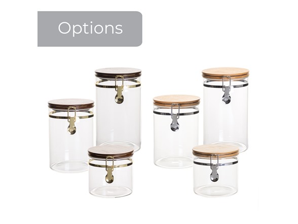 Smart Design Glass & Acacia Canister
