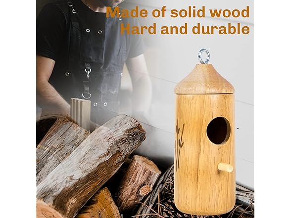 Wooden Hanging Hummingbird House 3Pk
