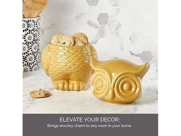 Elements 6.22x5.67x8.7 Inch Tan Ceramic Owl Cookie Jar