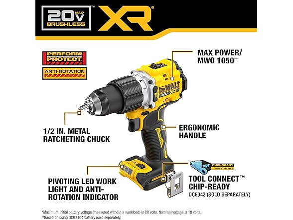 DEWALT DCD806B 20V MAX XR Brushless 1/2in Hammer Drill