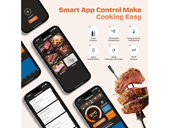 Heieeus Smart Meat Thermometer Dual Probe
