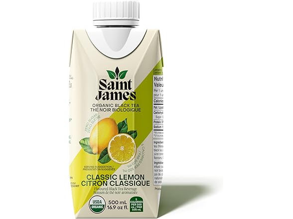 12Pk Saint James Organic Black Tea, Classic Lemon