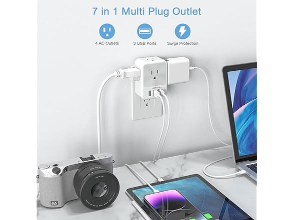 TESSAN Outlet Splitter (4 Outlets, 3 USB)