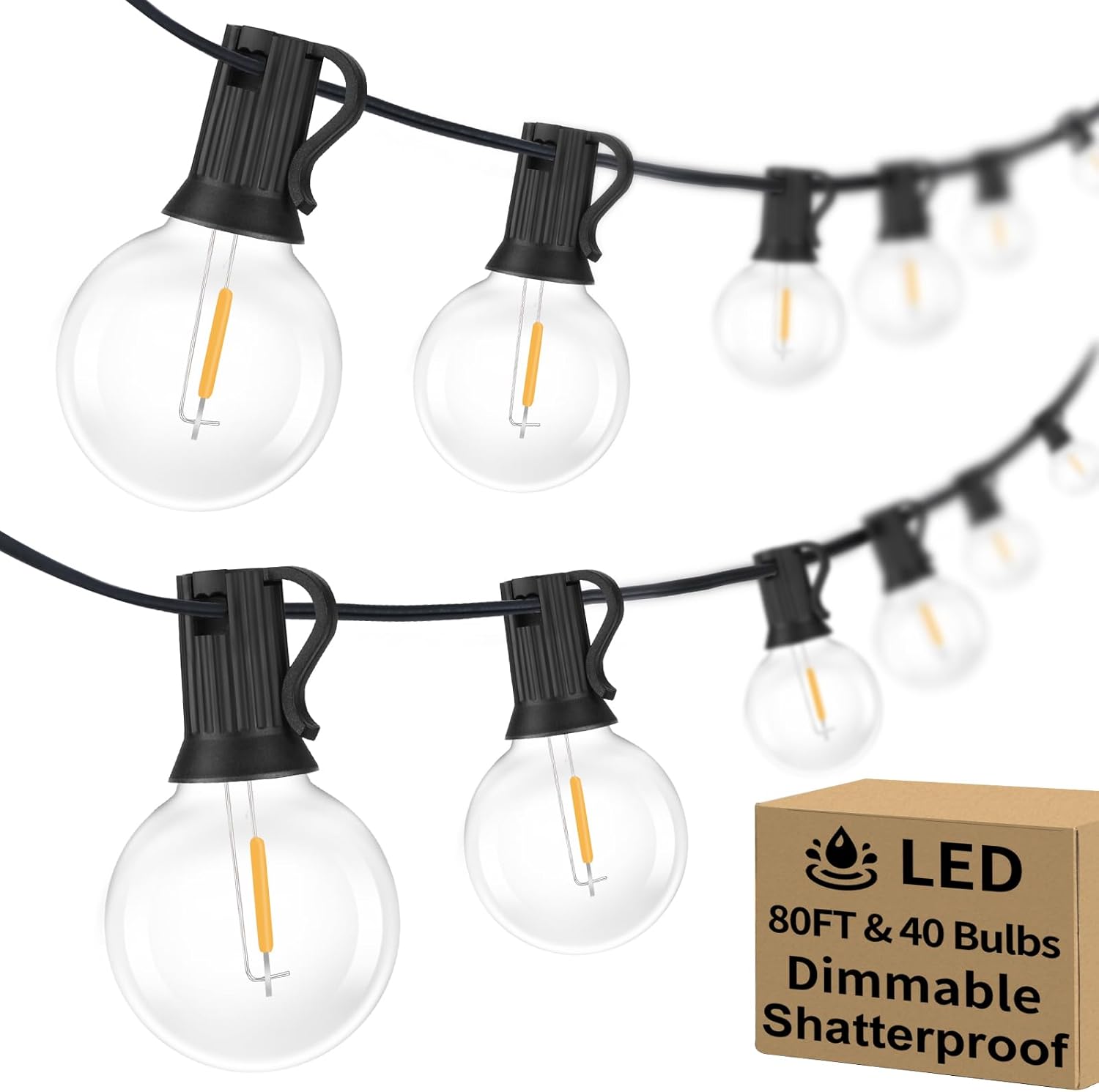 Bosceos 80FT Outdoor G40 LED Globe String Lights - Gallery 2