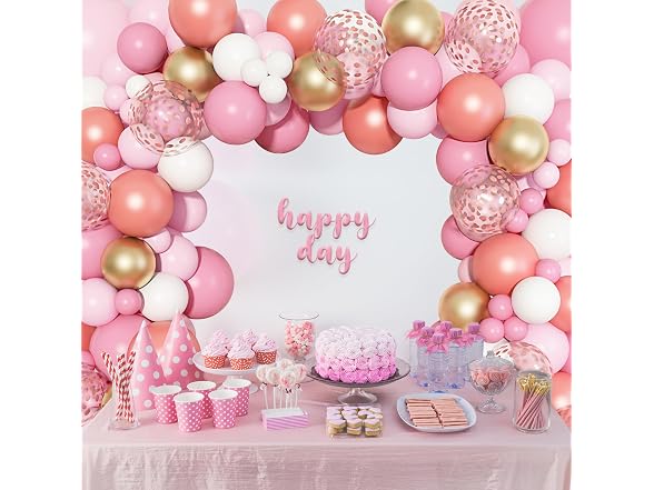 140Pcs Rose Gold Pink Balloons Garland Arch Kit
