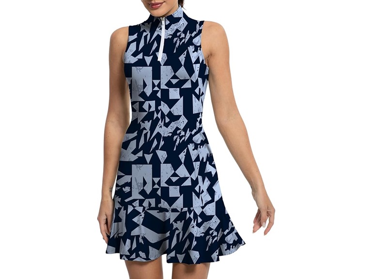 GGOV Tennis Dress for Women Golf Dresses with Shorts Inner Pocket Sleeveless Zip Up Stand Collar Workout Athletic Dresses