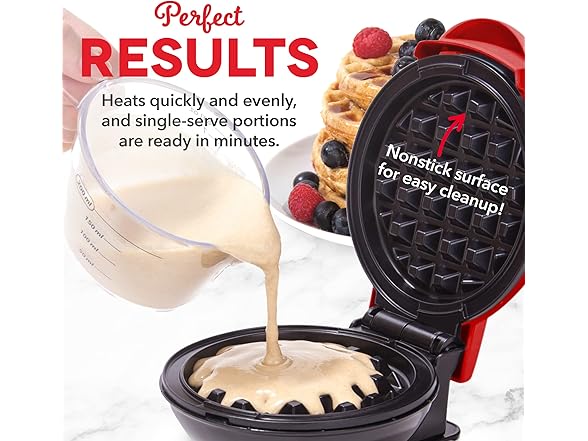DASH Mini Waffle Maker (2 Pack) Red