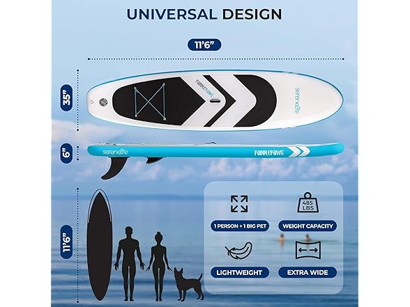 SereneLife 11’ Inflatable SUP Stand-Up Paddle Board