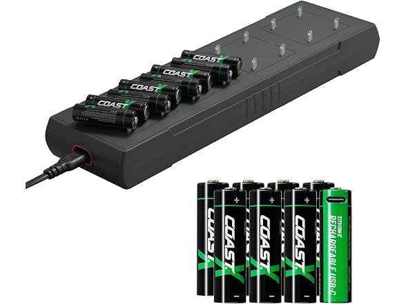 Coast Zithion-X AA Rechargeable Batteries & Charging Station