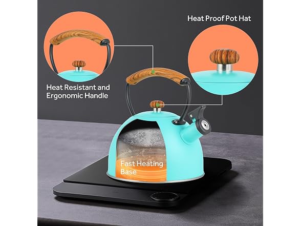 YSSOA Whistling Stovetop Tea Kettle, Blue