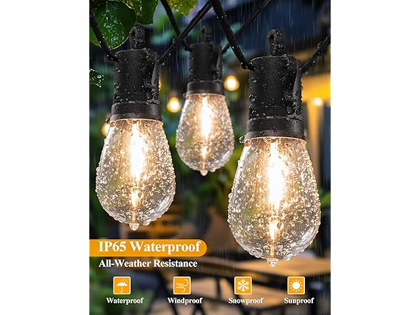 Brightever LED Outdoor String Lights 100FT Patio Lights