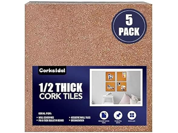 Corksidol Cork Board Tiles 12"x12"