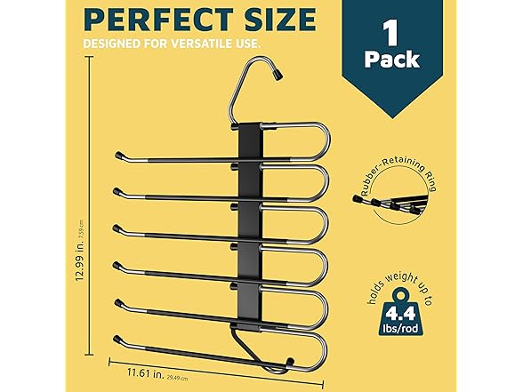 Black Space Saving Pants Hangers 1 Pack