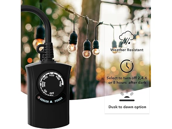HBN Outdoor Light Timer 2 Pack