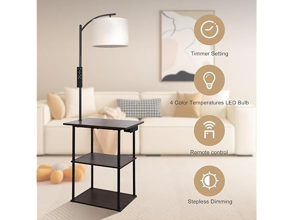 PESRAE Remote Lamp End Table - Rustic