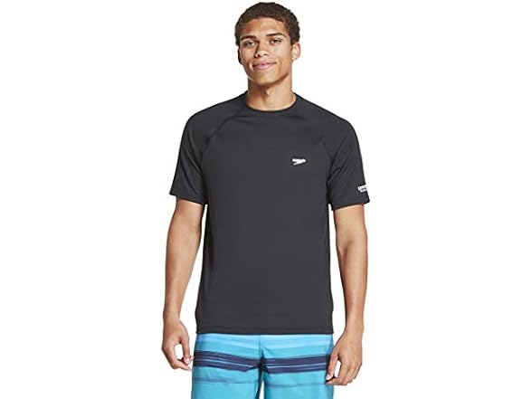 Speedo Regular-Fit Swim Shirt, Black (S)
