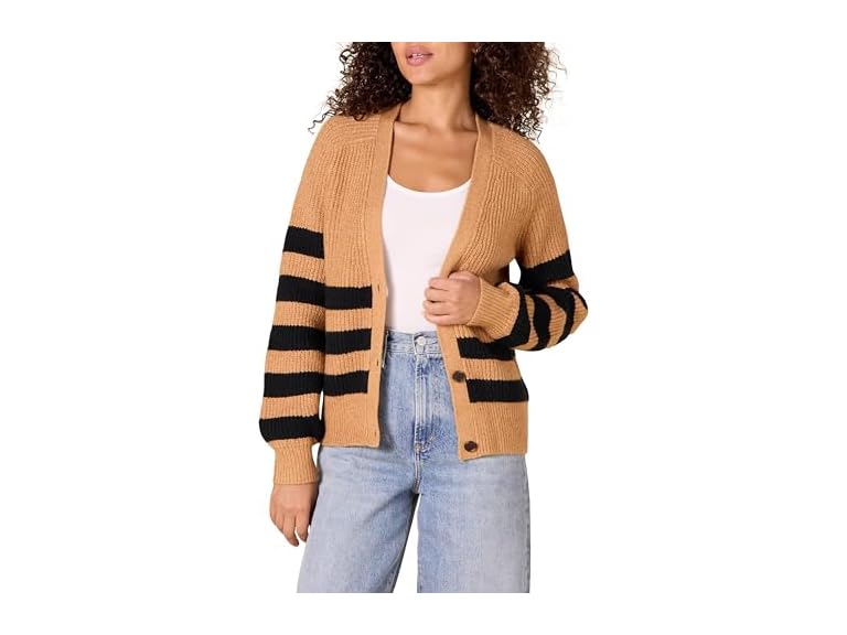 Camel Heather Black Stripe