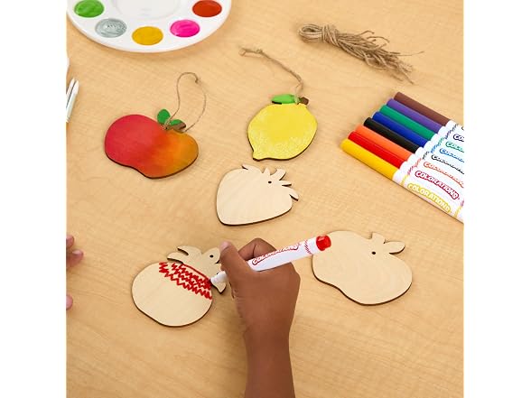 Colorations Decorate Your Own Wooden Fruit Shape Ornaments