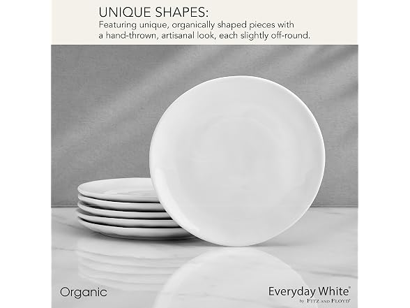 Everyday Porcelain Appetizer Dessert Plates, Set of 6, 6 Inch