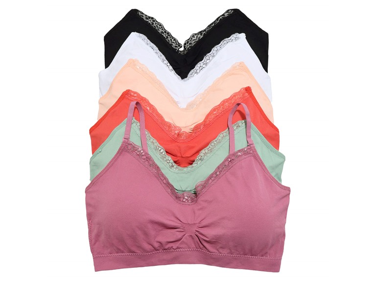 Angelina SE808_ASST_6_OS One Size Fits Most Angelina Seamless Bralette with Convertible Straps (6-Pack) Assorted Color (6 Pack)