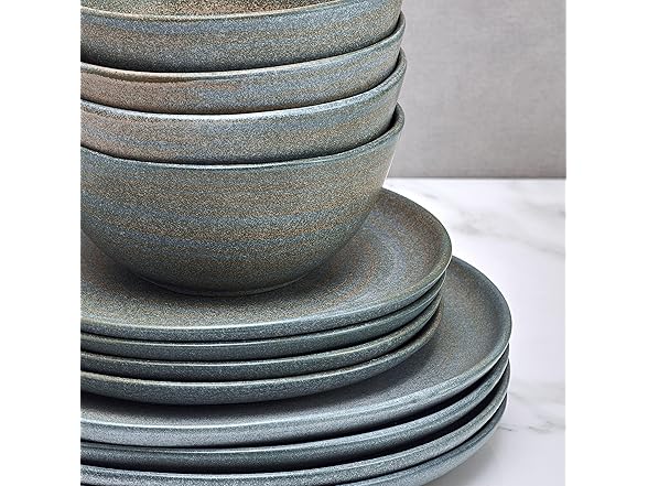 Mikasa Benson 12 Piece Stoneware Dinnerware Set Blue