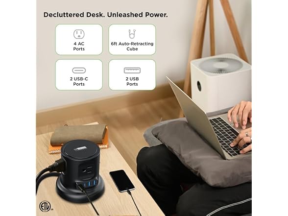 Retractable Power Strip with USB