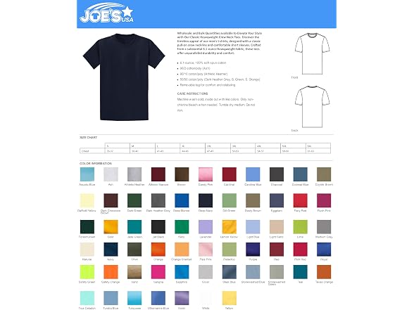 Joe's USA Men (3XL) Heavyweight 6.1-Ounce