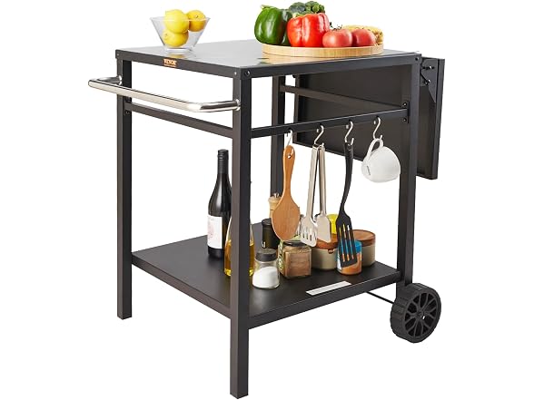 VEVOR Outdoor Grill Dining Cart with Double-Shelf