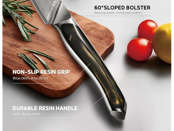 ASETY Damascus Knife Set Resin Handle