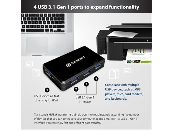 Transcend Transcend USB 3.0 4-Port Hub TS-HUB3K, B