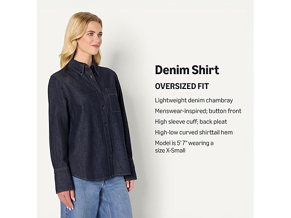 AE Womens OversizedFit Denim ButtonDown Shirt