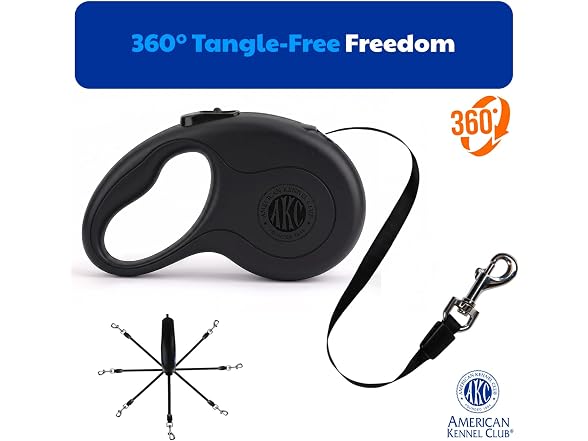 American Kennel Club AKC Retractable Dog Leash Tangle-