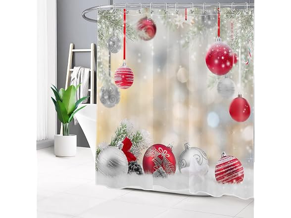 LB Christmas Shower Curtains for Bathroom Christmas Ball