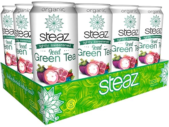 12PK Steaz Lightly Sweetend Iced Green Tea, 16 oz.